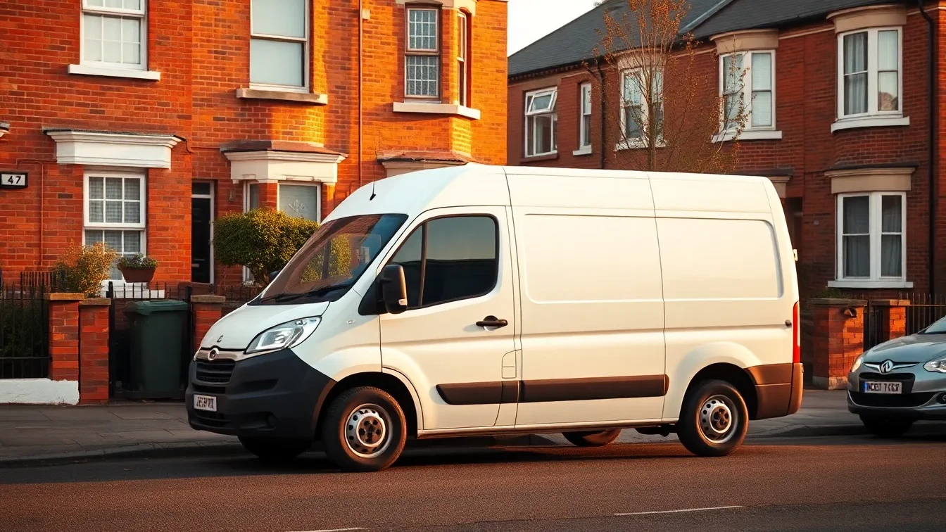 Emergency plumber van on Portsmouth Victorian terrace street